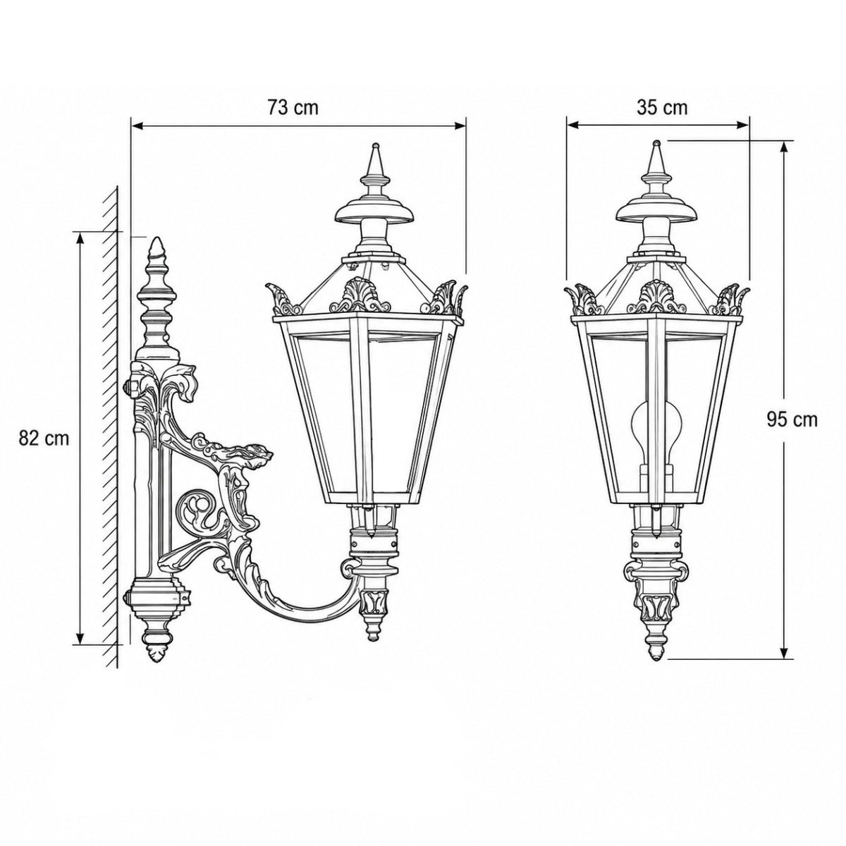éclairage d'extérieur Diana XL(1402) - KS Lighting - lanterne d'extérieur à six faces