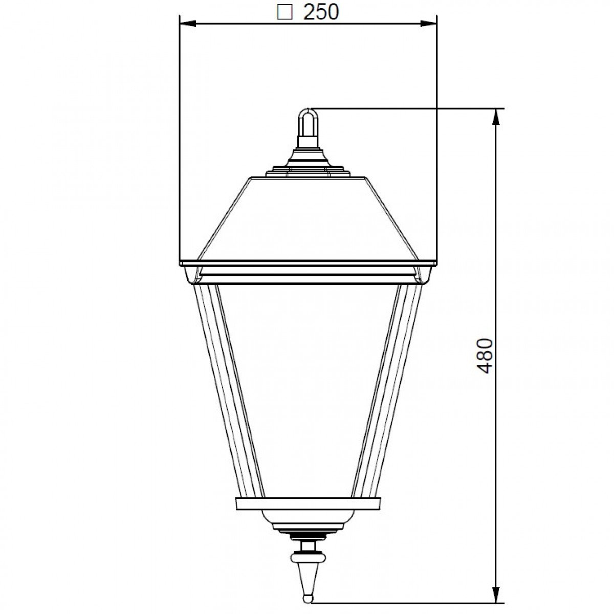 Lampe d'extérieur suspendue à chaîne K6C (1482) avec lanterne carrée