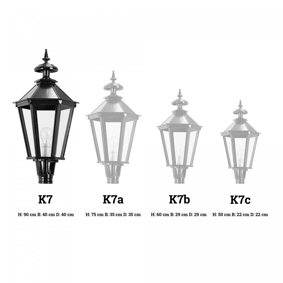 Lanterne seule K7 hexagonale éclairage d'extérieur (1506) de KS Lighting - Abat-jour, poteaux, supports