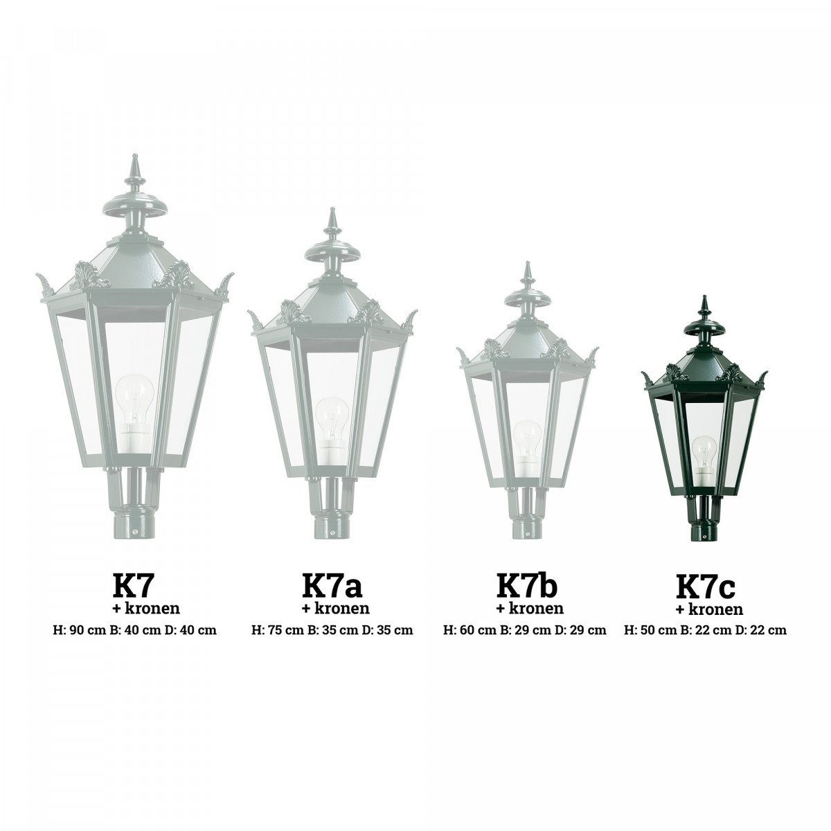 Lanterne hexagonale K7C (1510) avec couronne éclairage d'extérieur de KS Lighting - Abat-jour, poteaux, supports. 