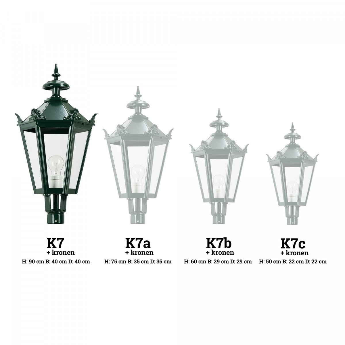 Lanterne hexagonale K7 + couronne (1511) - éclairage d'extérieur - KS Lighting - Abat-jour, poteaux, supports