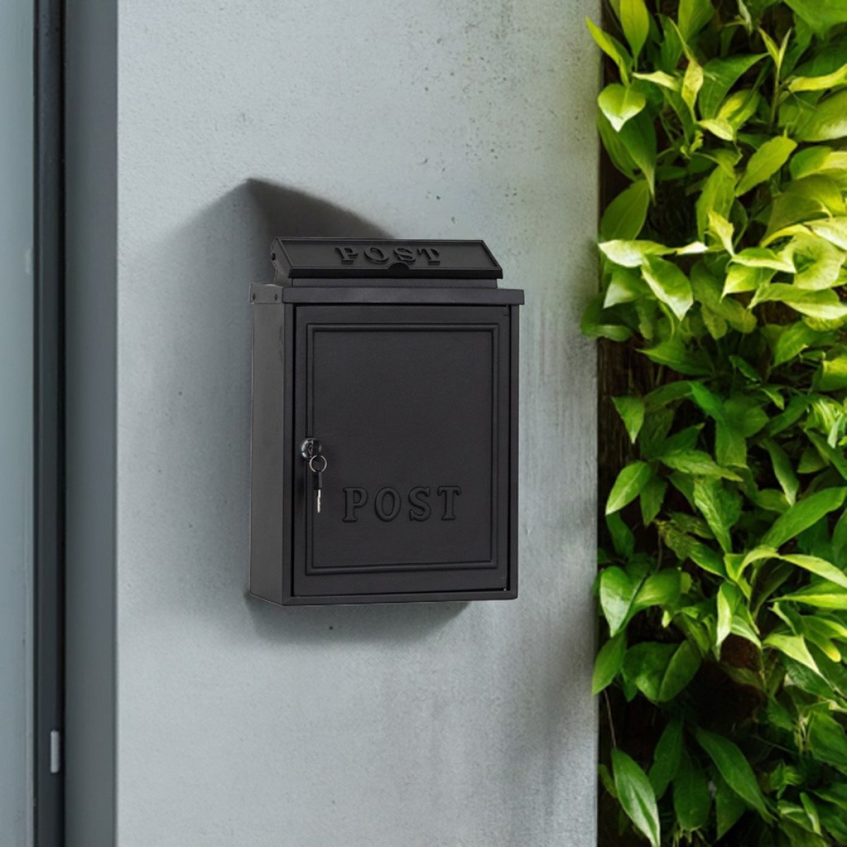Boîte aux lettres B6 noir mat, non normalisée aluminium avec porte et serrure