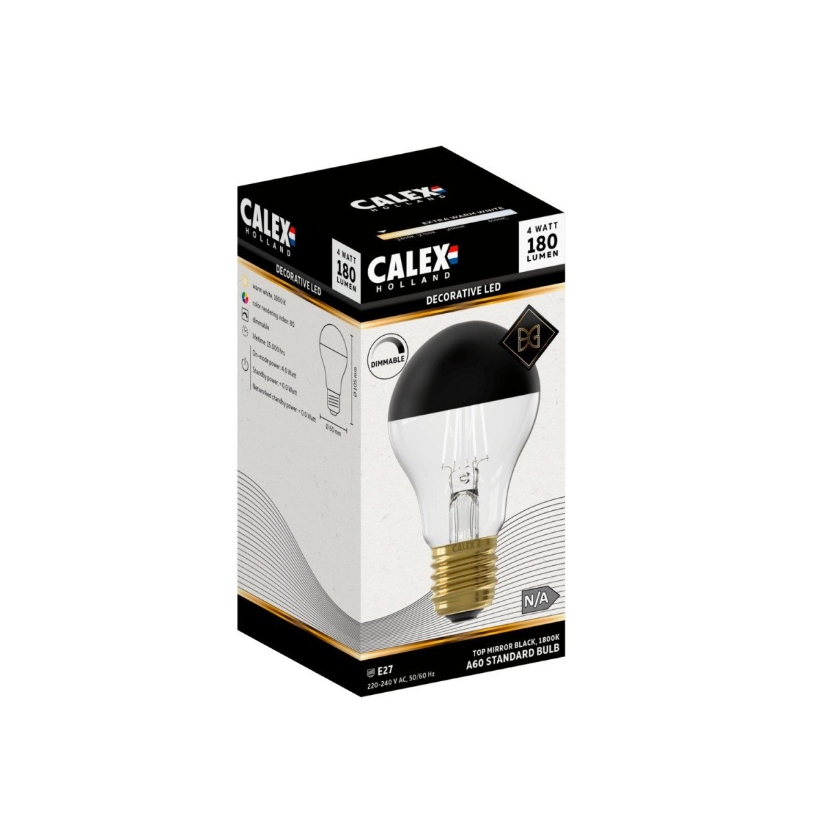 Source lumineuse Calex LED noir douille E27 lumière moderne 4W
