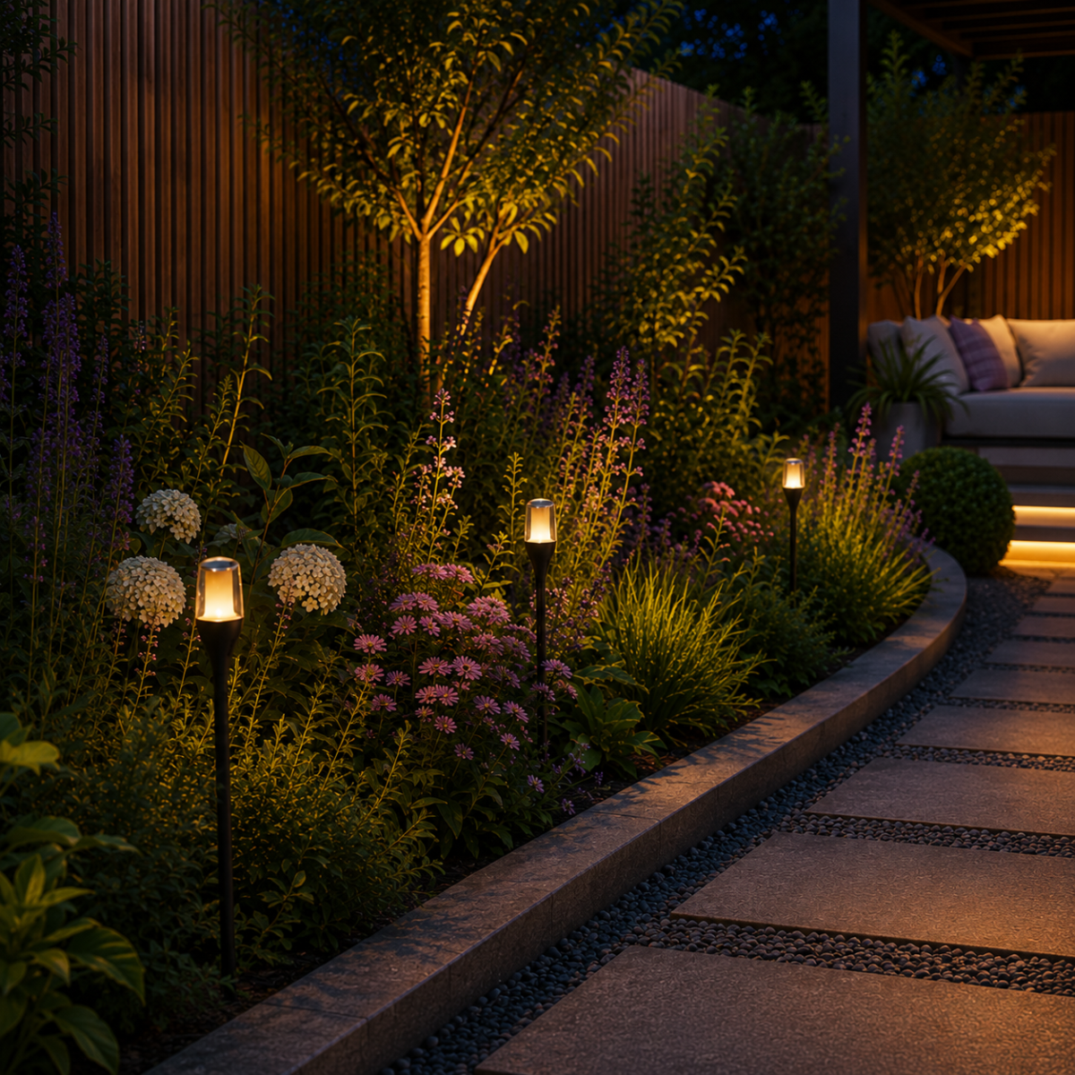 Lampe extérieure Torch lampe de jardin solaire noire moderne