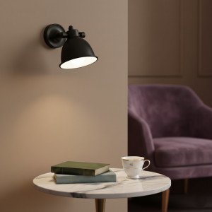 Spot mural Maxim (30227) Nostaluce industriel vintage avec abat-jour noir | Nostalux.fr