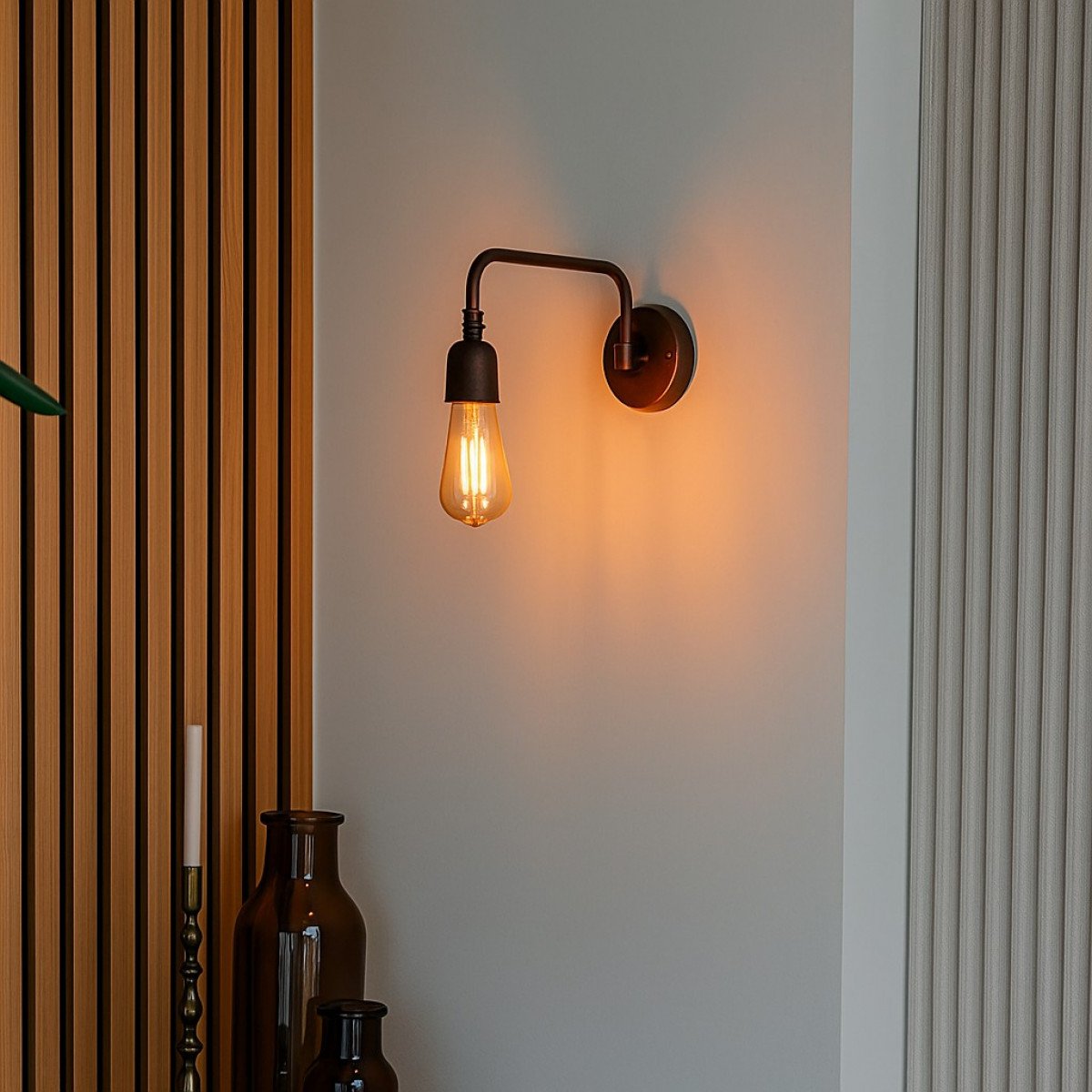 lampe en laiton de couleur cuivre antique avec un raccord E27