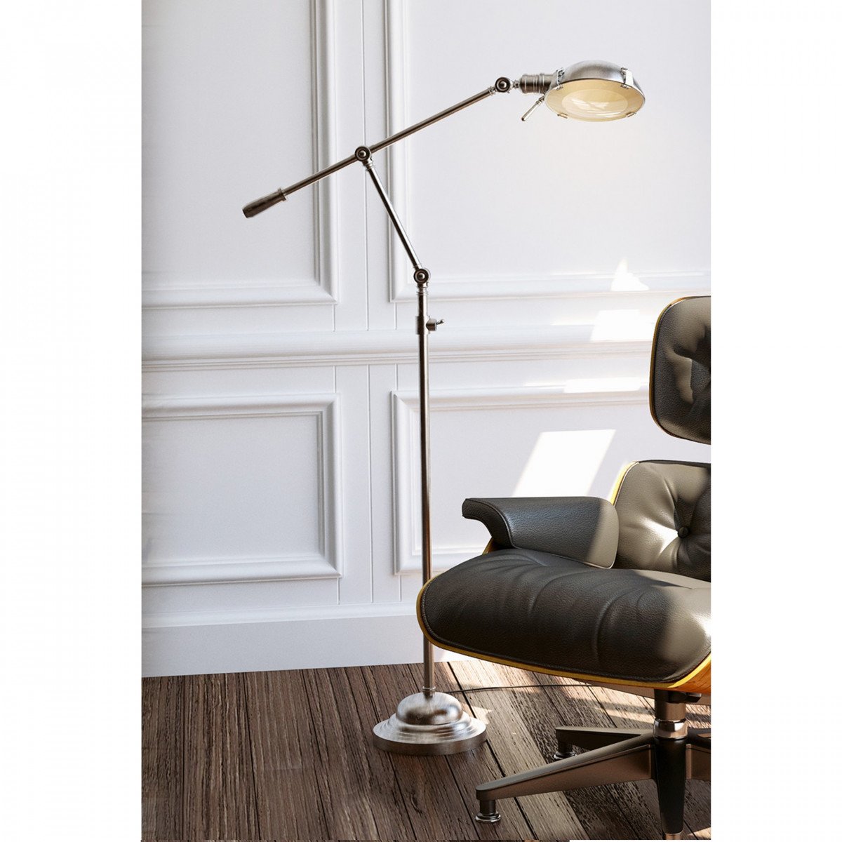lampadaire design réglable avec interrupteur à bascule, couleur noire