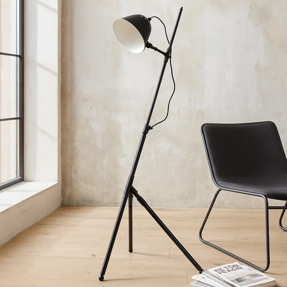 Lampadaire Delta noir antique