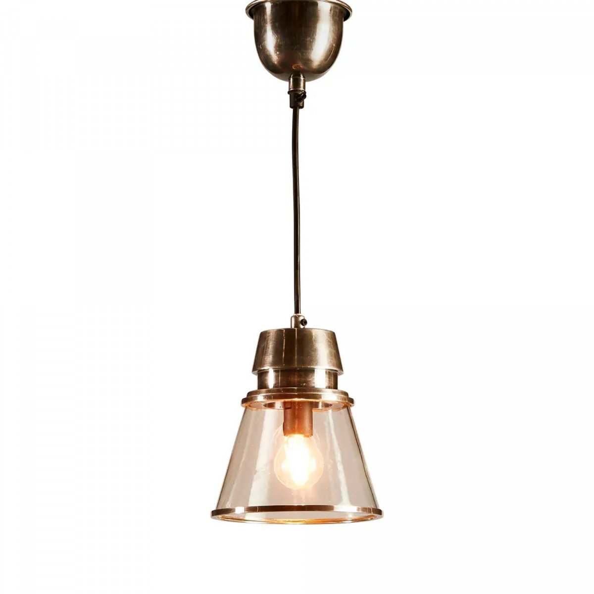 Lampe suspendue Purdy bronze vieilli style industriel | Nostalux.fr