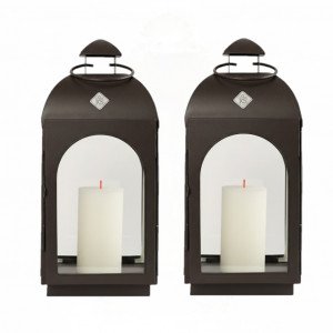 Lot de 2 Capri Photophore Lanterne Anthracite Small