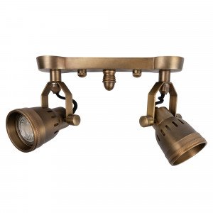 Nostaluce Spots muraux doubles vintage industriels Indigo avec cache en laiton | Nostalux.fr