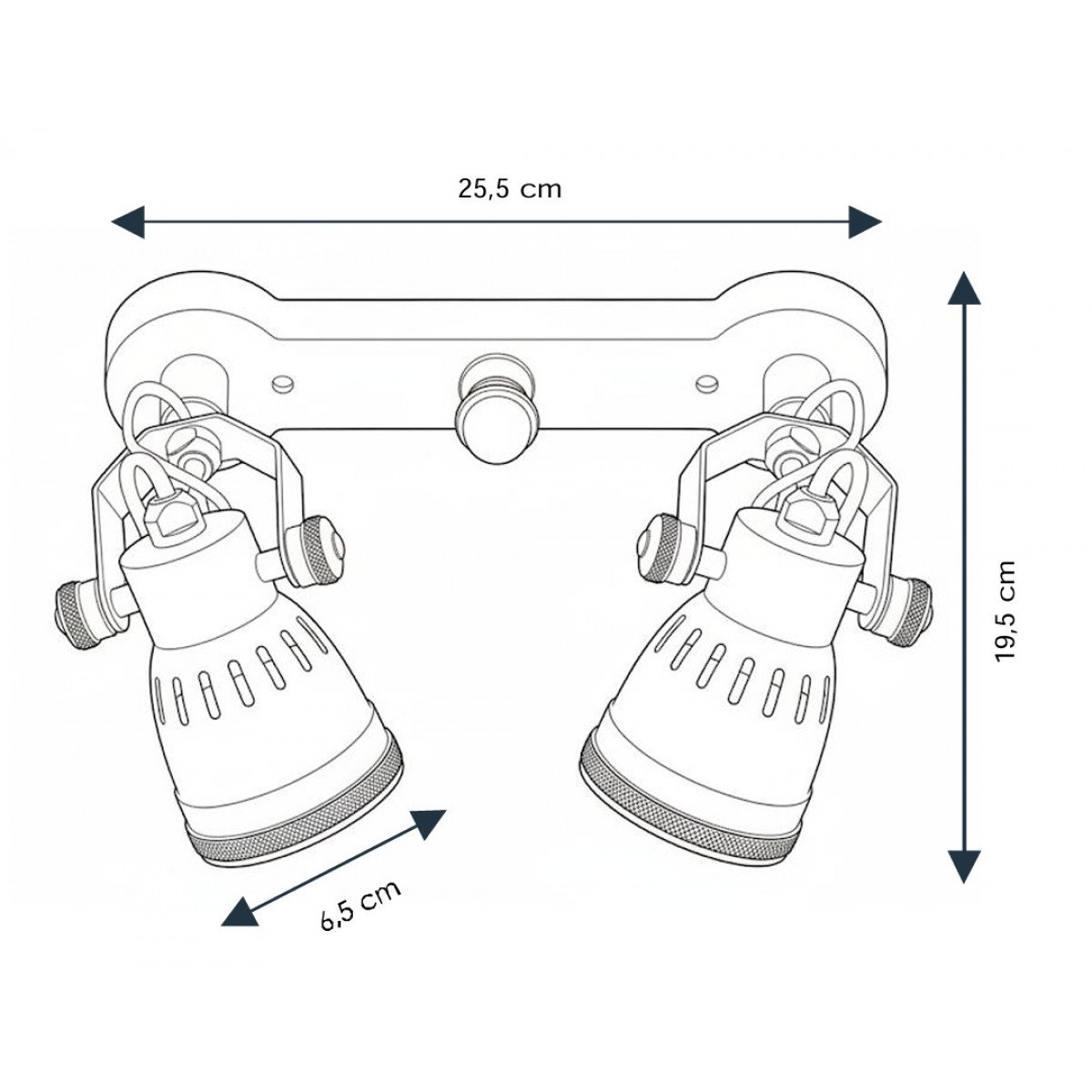Barre de 2 spots industriels Rialto Double (59802) Vintage | Nostalux.fr