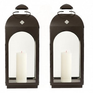 Lot de 2 Capri photophore lanterne Anthracite Medium