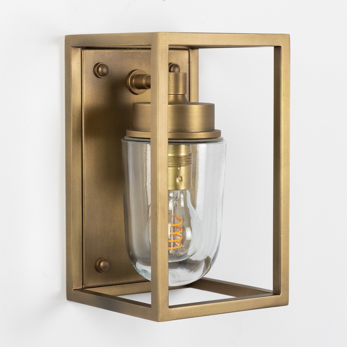 Applique mural Fitzroy, laiton antique, boîtier design classique, avec cloche en verre, culot E27, éclairage mural au look luxueux, exclusif 