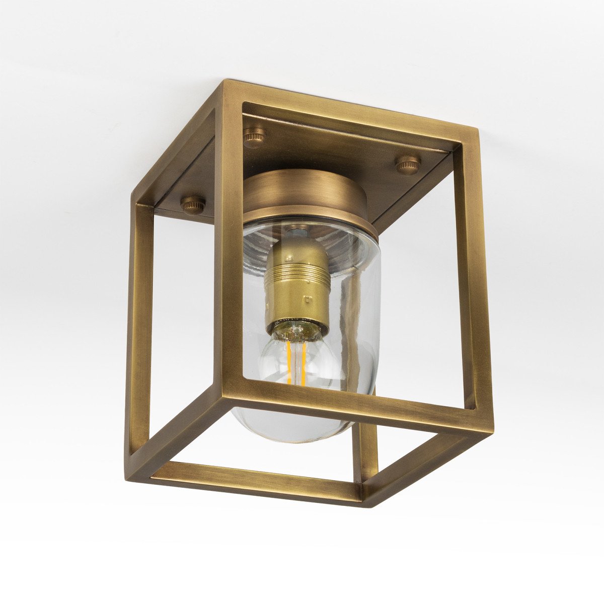 Lampe d'extérieur en laiton Ferryhill de forme carrée en couleur laiton