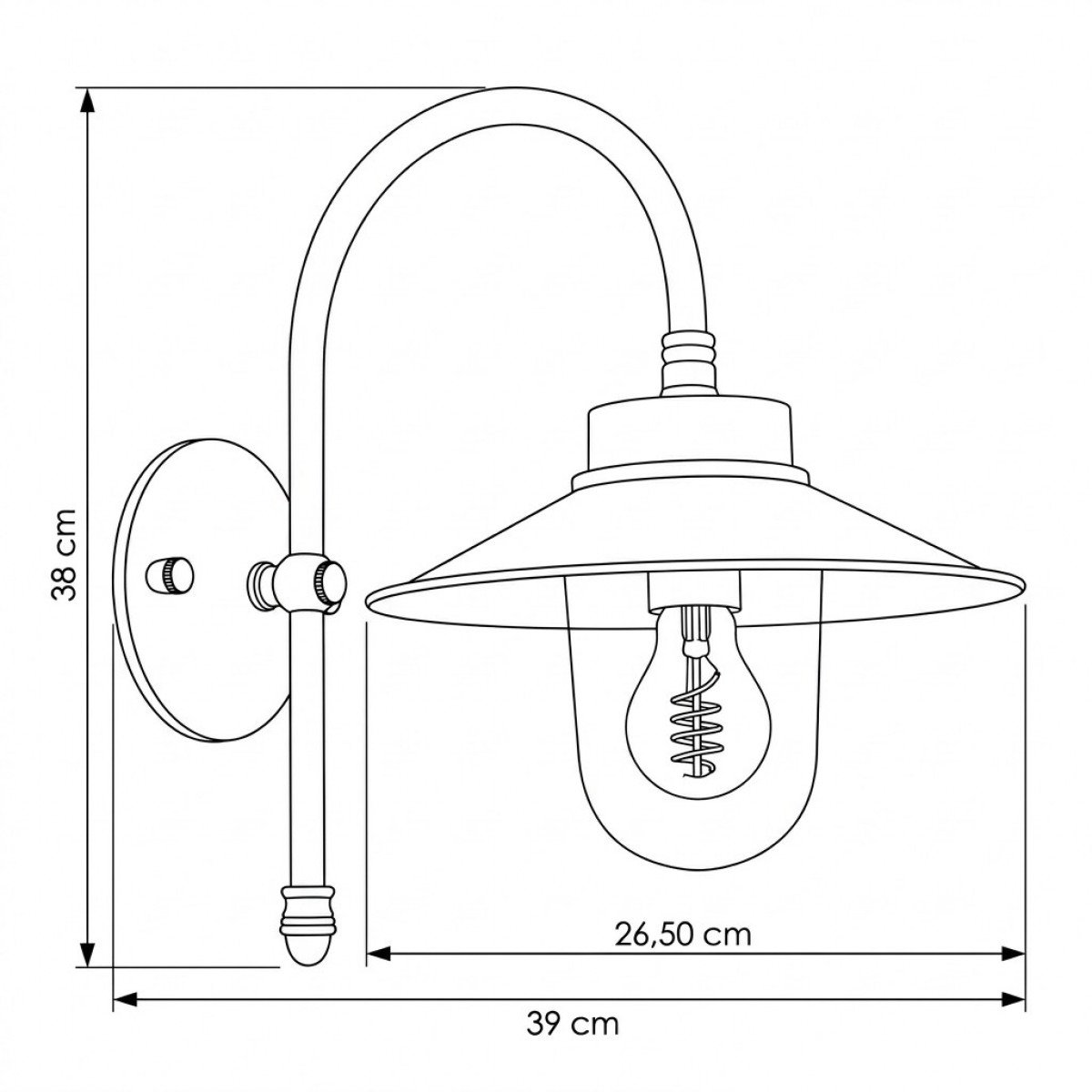 Lampe en laiton de couleur laiton antique avec une douille E27