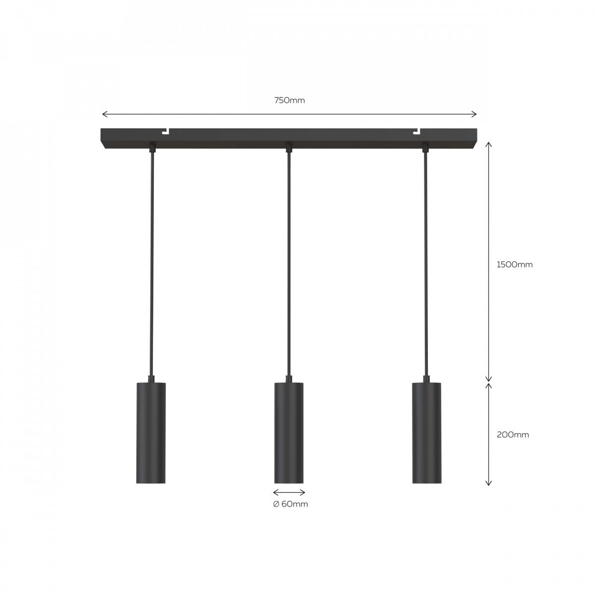 Calex Suspension 3 Lumières GU10 noire