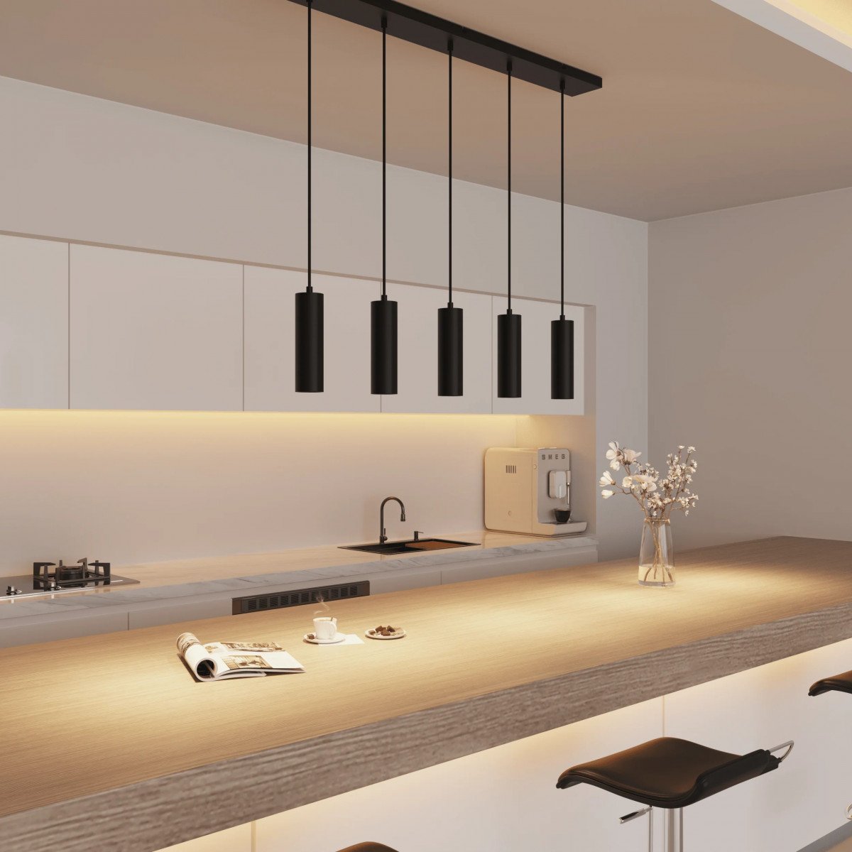 Suspension Calex Pendel 5 lumières GU10 noire