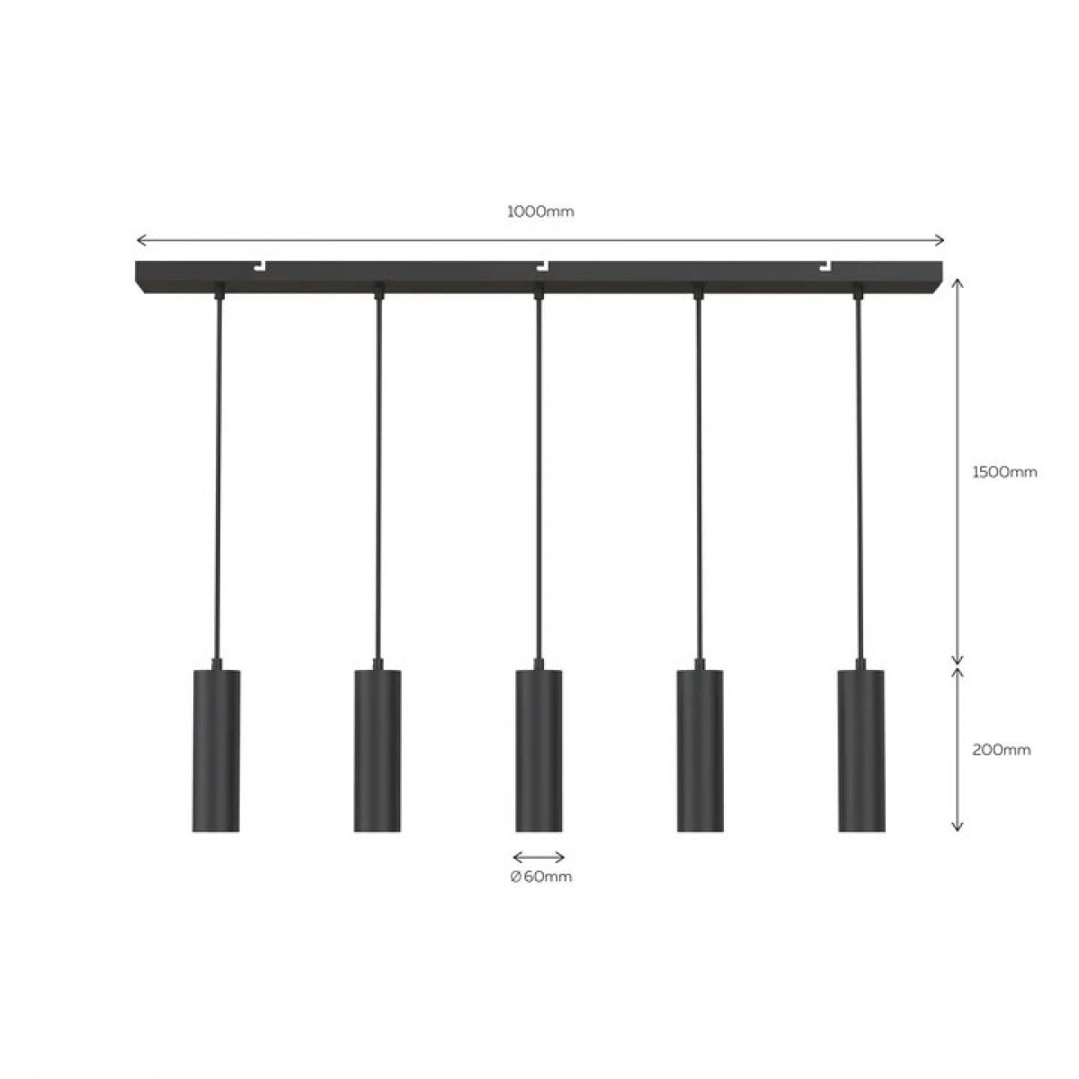 Suspension Calex Pendel 5 lumières GU10 noire