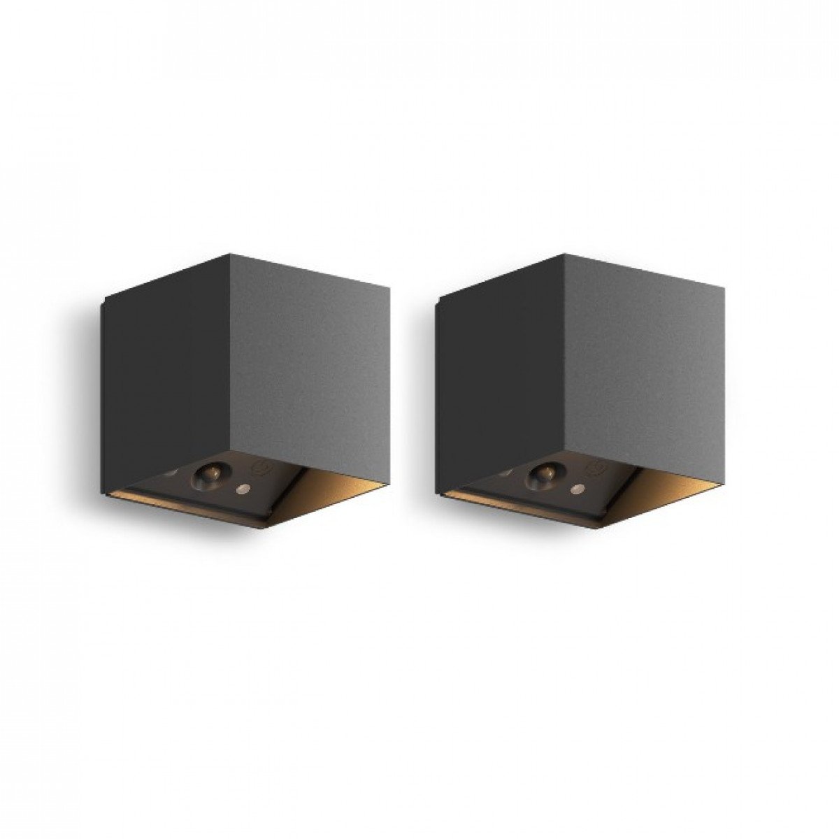Applique murale Calex Falerna noire rechargeable avec capteur, 2 pieces