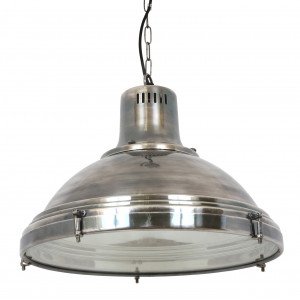 Lampe à suspension Agra (50457) argent vieilli style industriel | Nostalux.fr