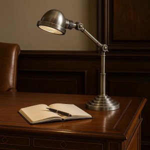 Lampe de bureau Nano (51074) argent vieilli | Nostalux.fr