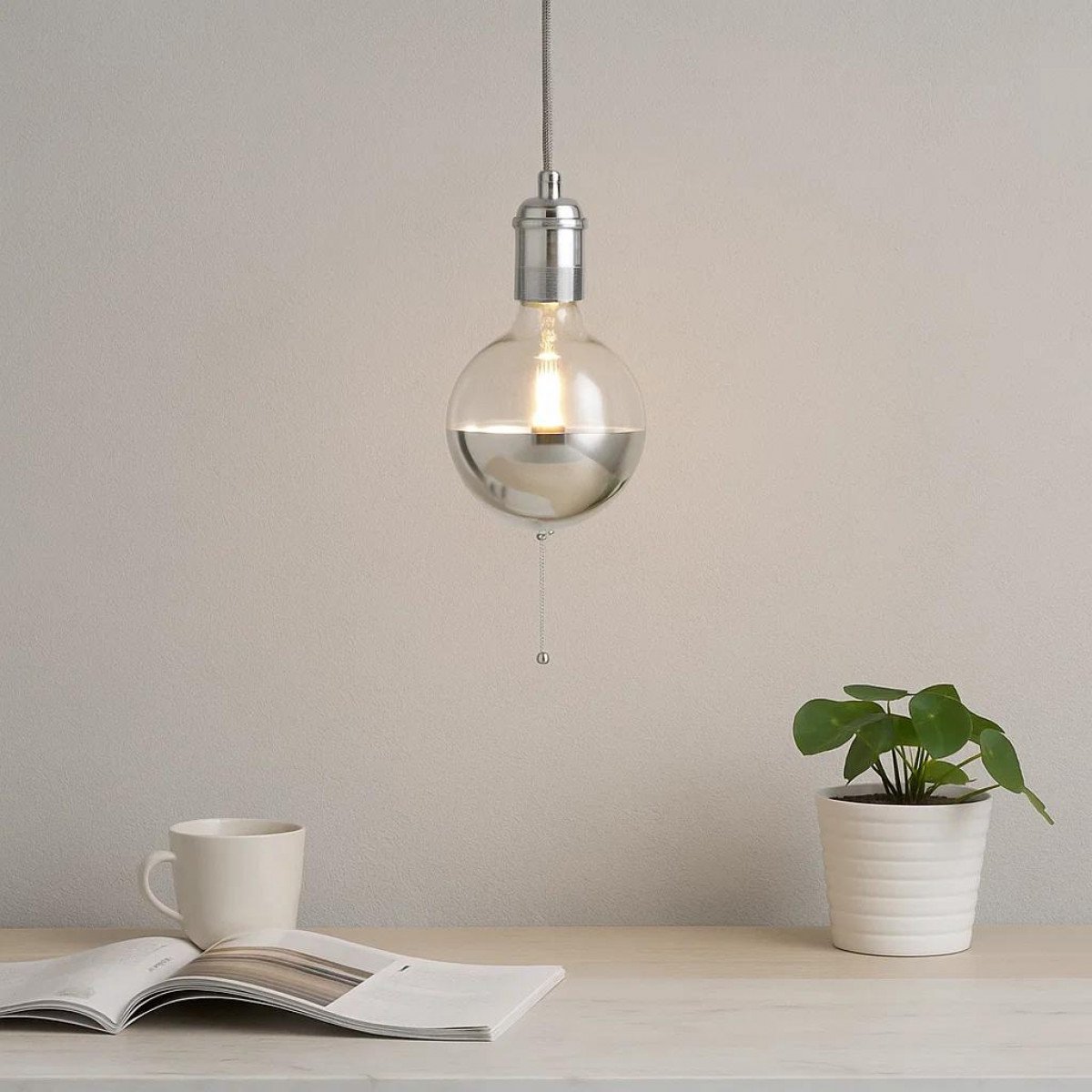 Suspension Byron argent antique aluminium E27 câble 500 cm industrielle
