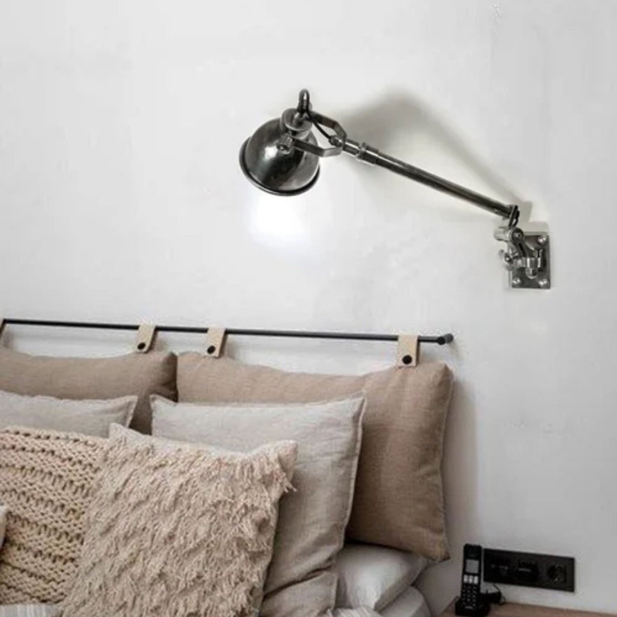 lampe en laiton couleur argent antique avec douille E14