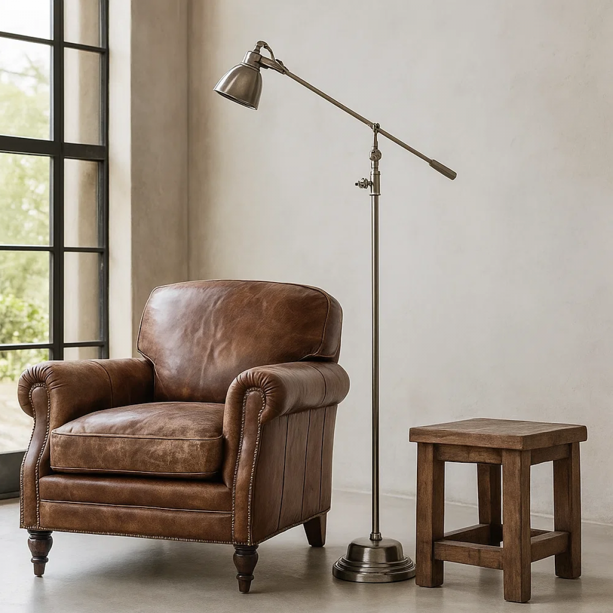Lampadaire Archer argent vieilli - style industriel | Nostalux.fr