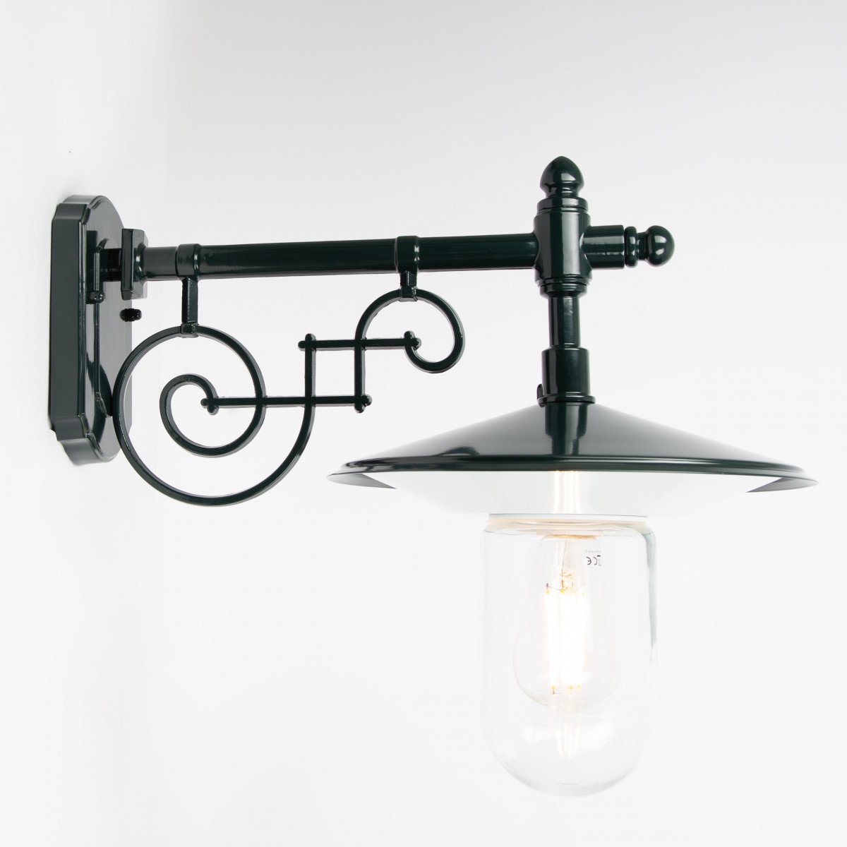 Lampe d'étalage verte support mural classique E27 aluminium