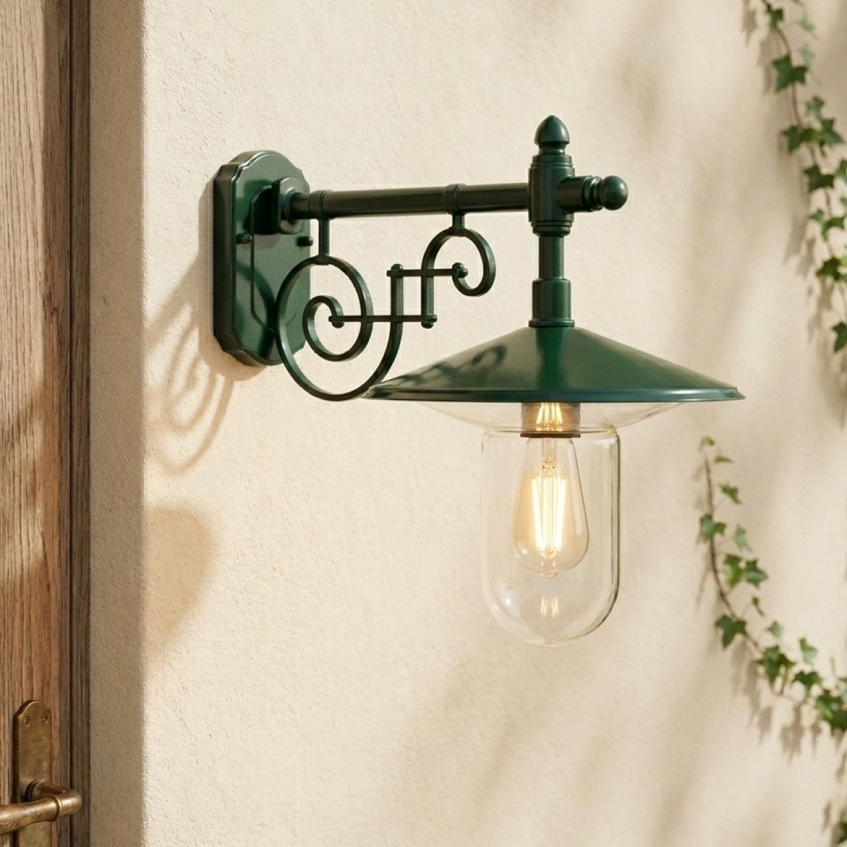 Lampe d'étalage verte support mural classique E27 aluminium