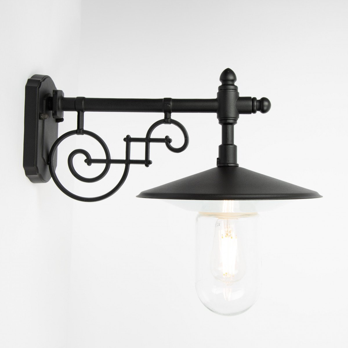 Lampe d'étalage noire support mural classique E27 aluminium
