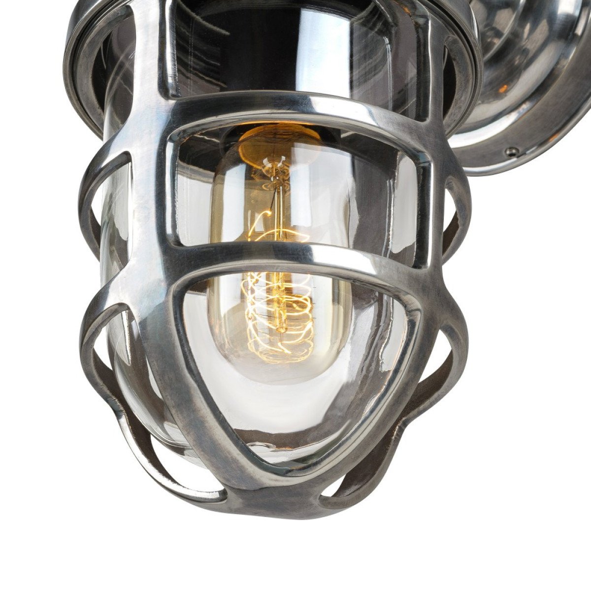Applique murale, lampe style écurie Nostalux vintage industriel, Brooklyn, laiton, look argent vieilli 