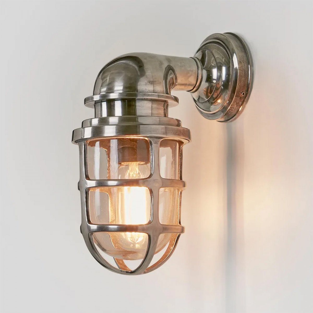 Applique murale, lampe style écurie Nostalux vintage industriel, Brooklyn, laiton, look argent vieilli 