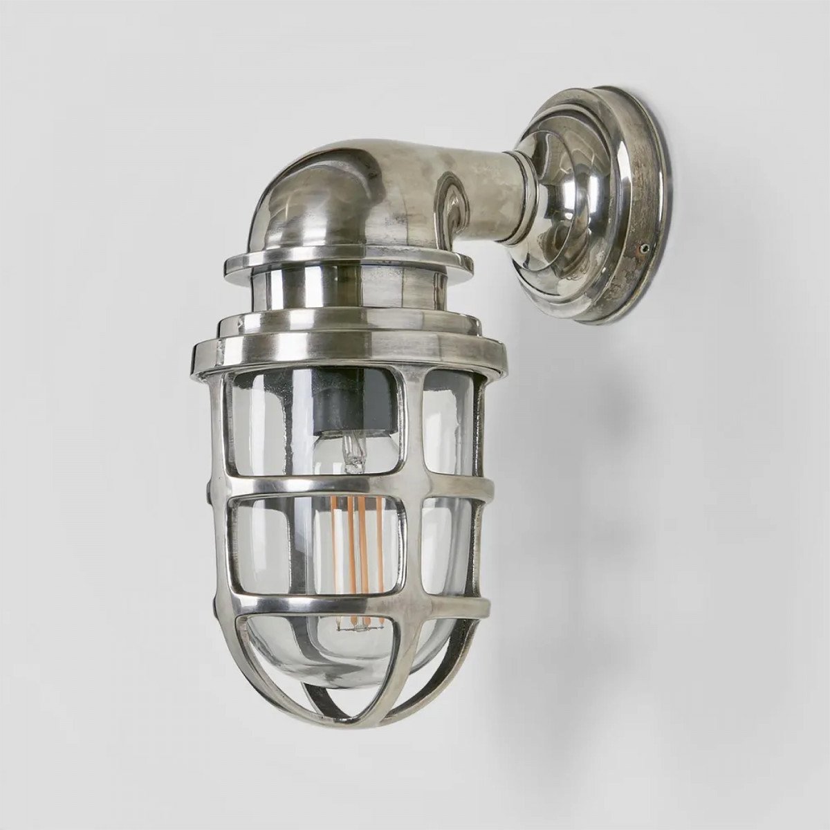 Applique murale, lampe style écurie Nostalux vintage industriel, Brooklyn, laiton, look argent vieilli 
