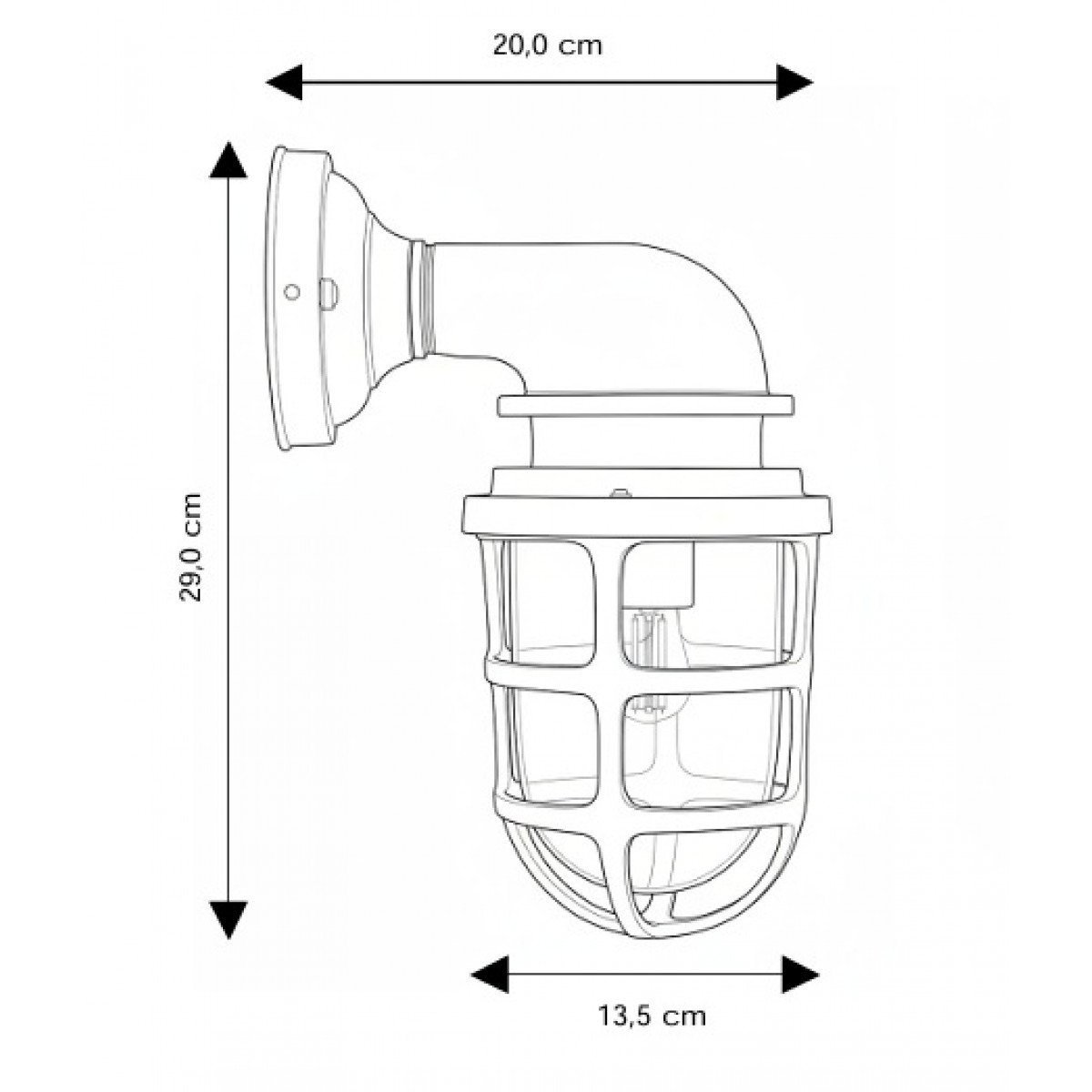Applique murale, lampe style écurie Nostalux vintage industriel, Brooklyn, laiton, look argent vieilli 
