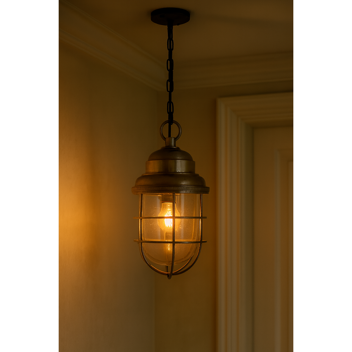 lampe en laiton couleur argent antique avec raccord E27