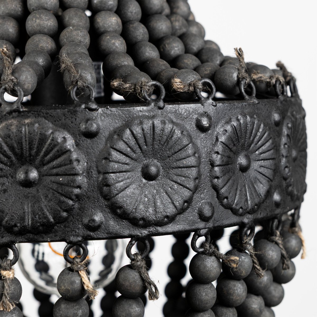 Éclairage intérieur Suspension Perle noire en bois et métal