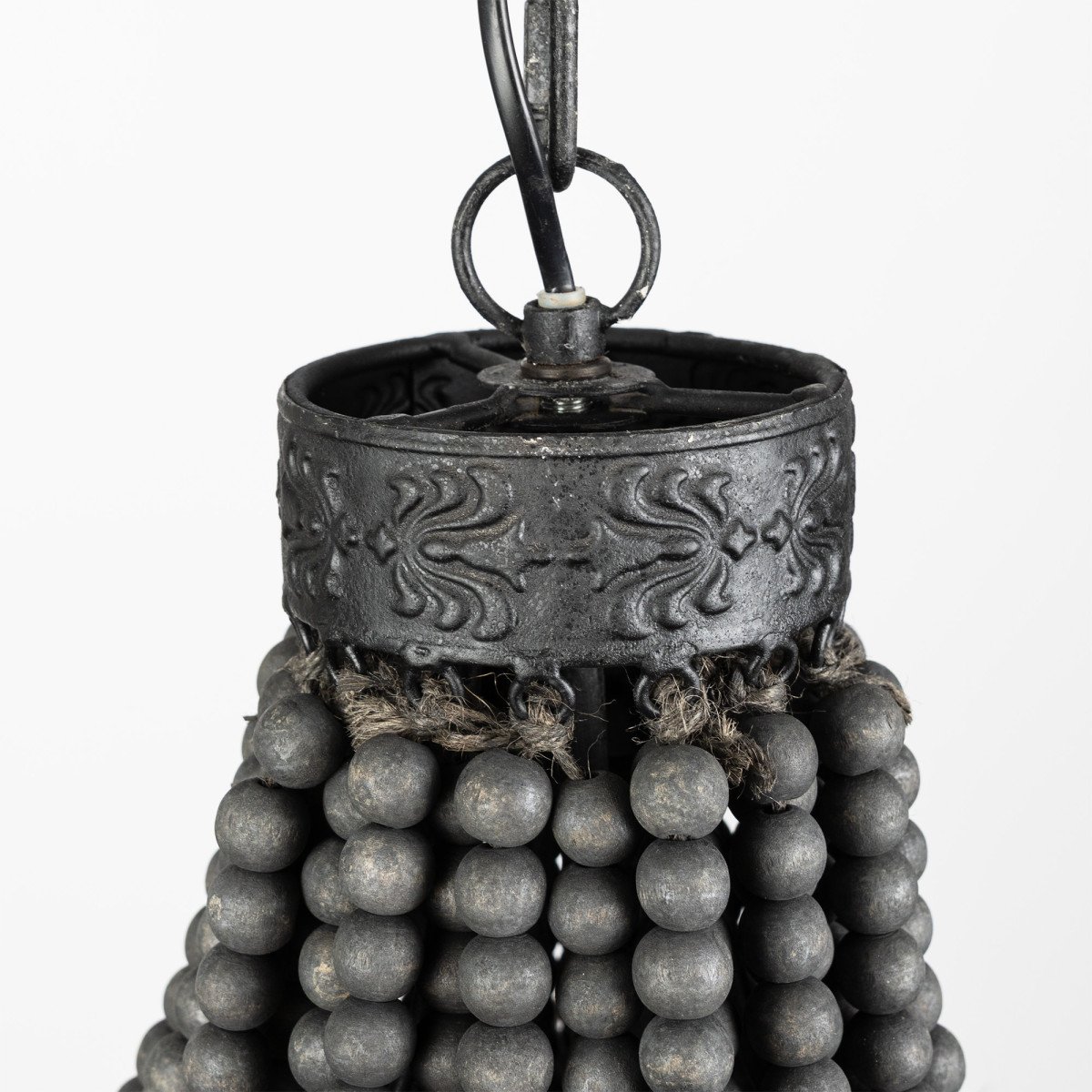 Éclairage intérieur Suspension Perle noire en bois et métal