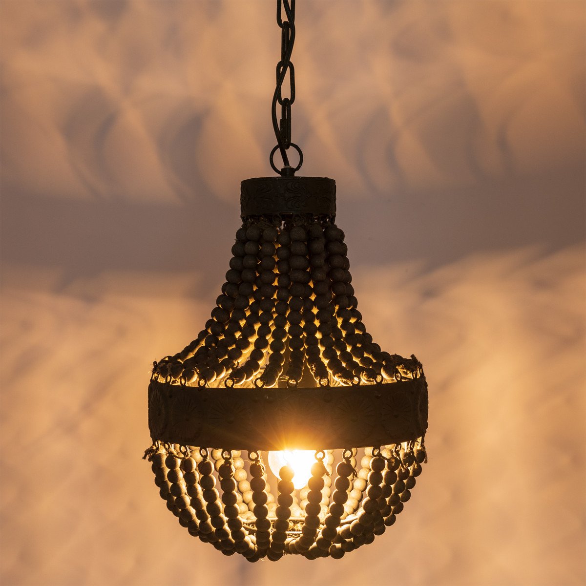 Éclairage intérieur Suspension Perle noire en bois et métal