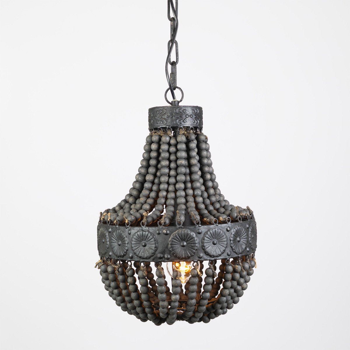 Éclairage intérieur Suspension Perle noire en bois et métal