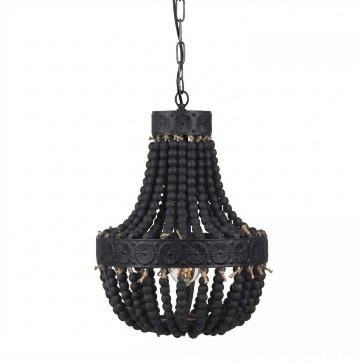 Éclairage intérieur Suspension Perle noire en bois et métal