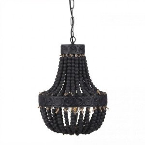 Éclairage intérieur Suspension Perle noire en bois et métal