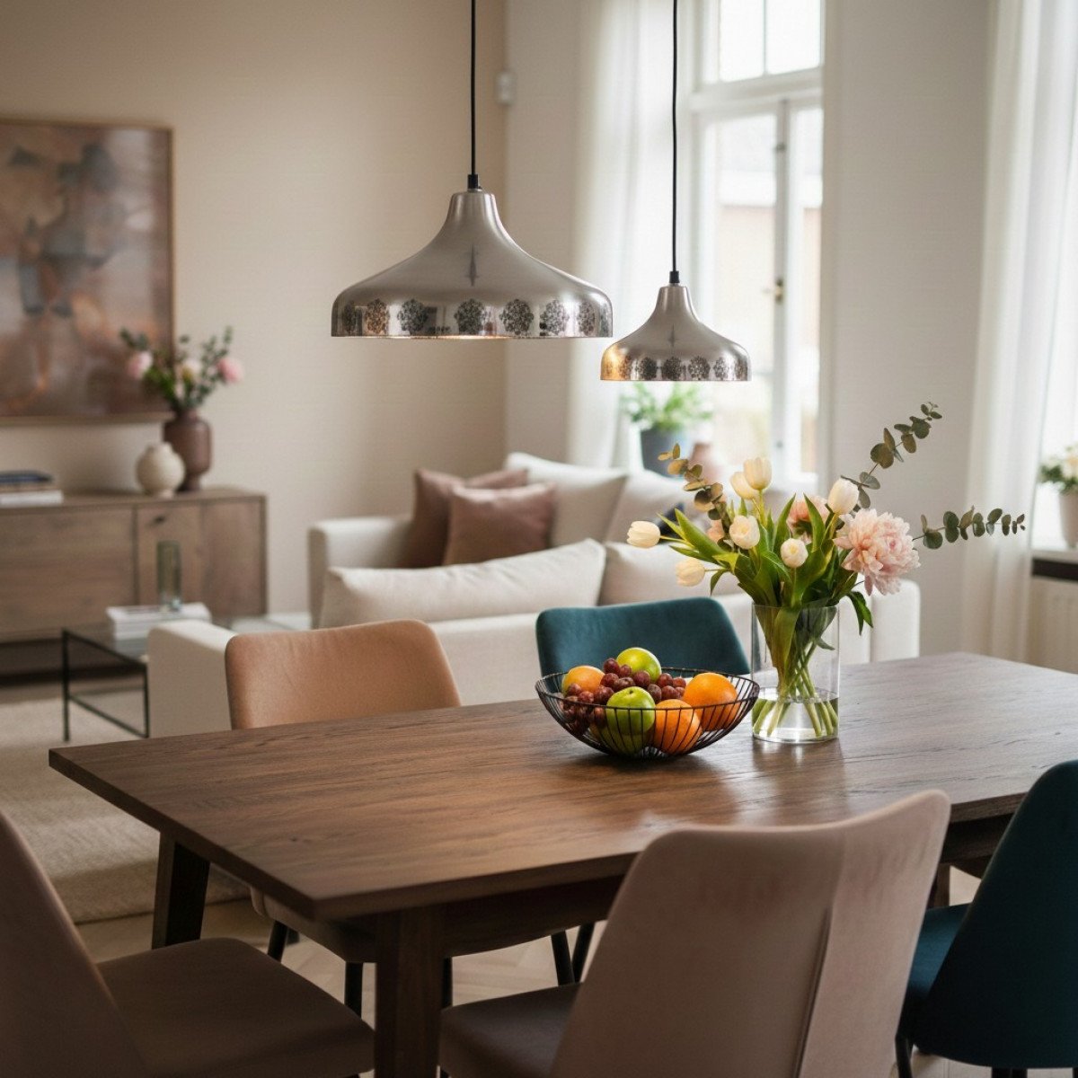 Suspension Alu Shiny Flat S aluminium argenté Ø22 cm E27 intérieur