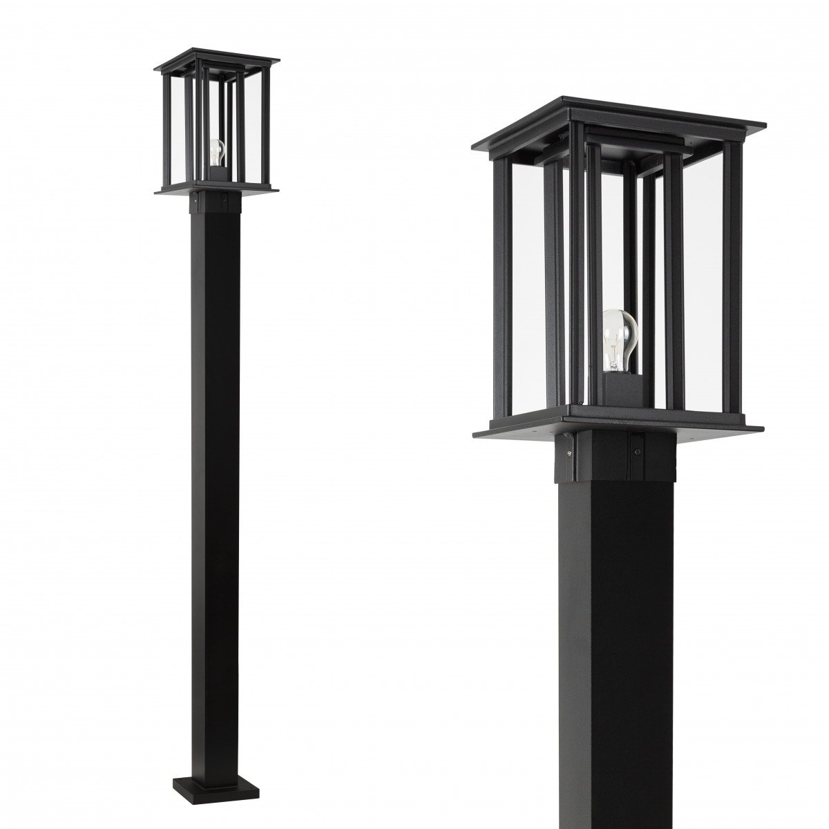 Éclairage de jardin Capital New York Lantern aux formes carrées élégantes et au look robuste de couleur noire