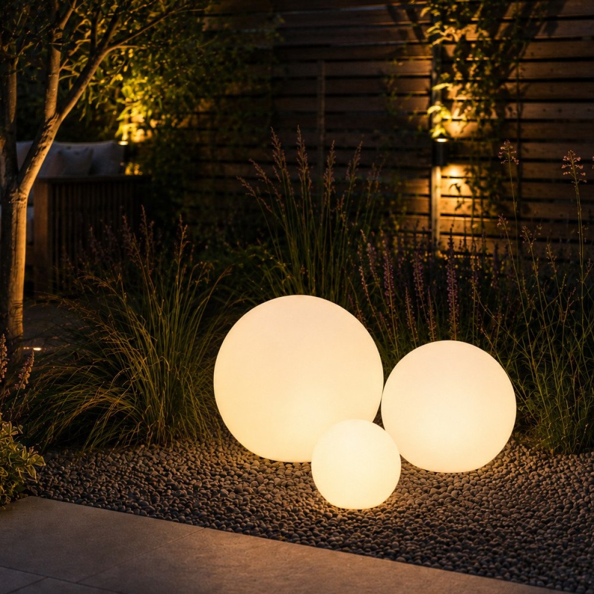 Boule blanche lumineuse de jardin (6808) Ø 35 avec piquet | Nostalux.fr