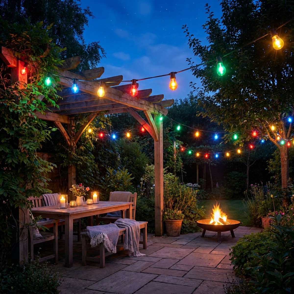 Guirlande lumineuse Patio (6868) 10 m avec 12 ampoules couleurs avec LED | Nostalux.fr