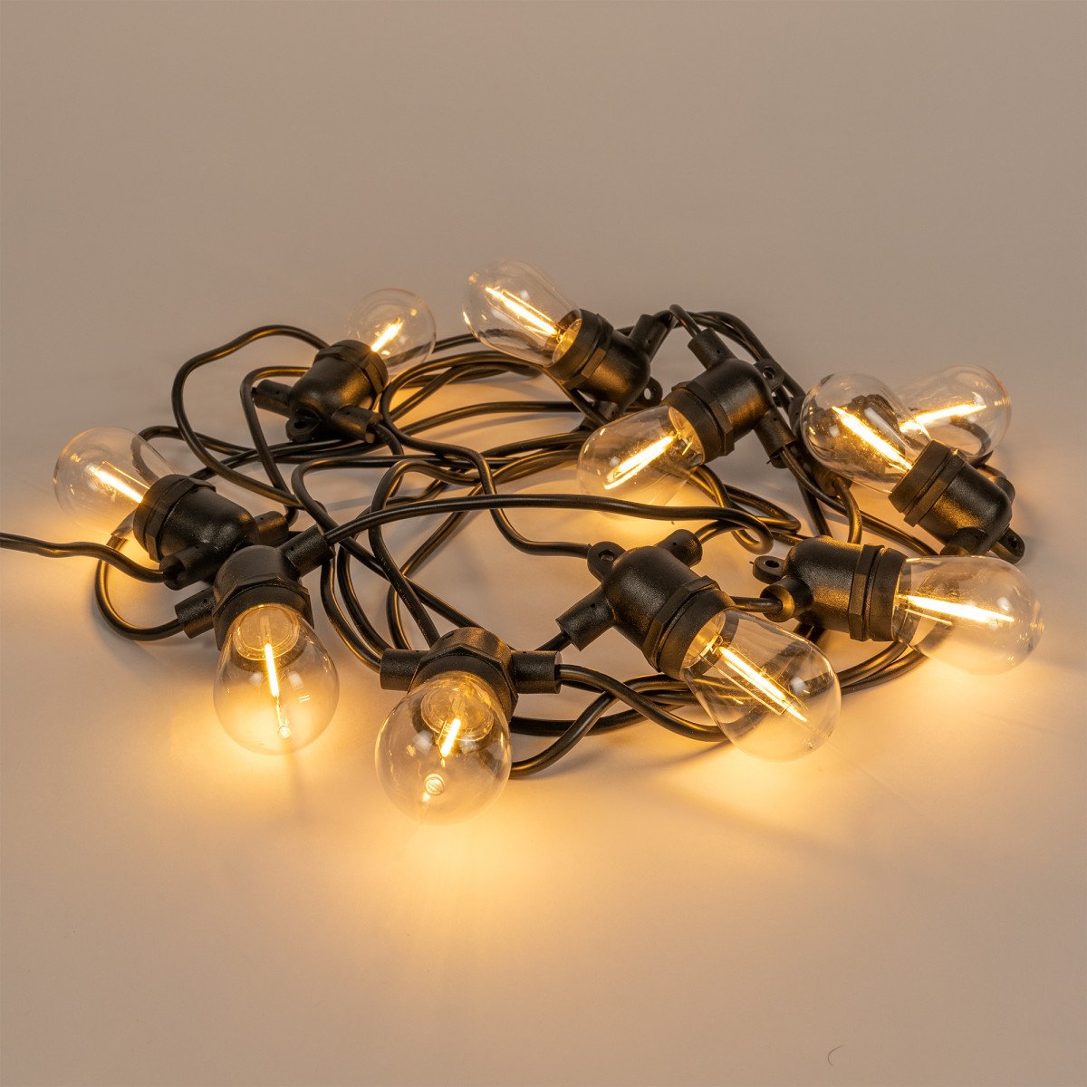 Guirlande lumineuse Patio 10 m (6861) verre clair avec LED 12 culots | Nostalux.fr Patio Guirlande extérieur LED Festival  verre transparante 