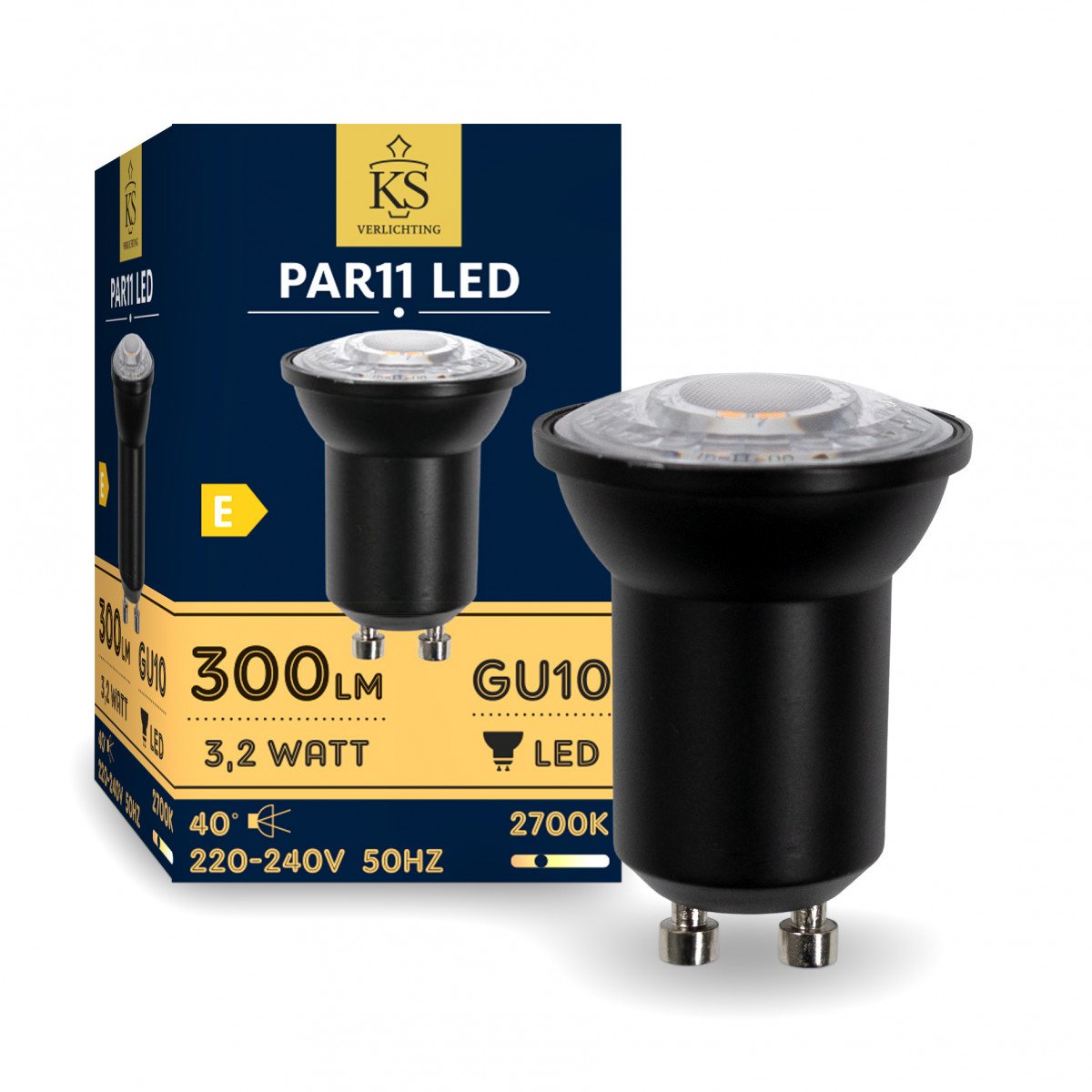 Source lumineuse LED GU10 PAR11 noire dimmable