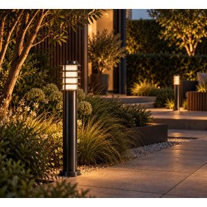 Éclairage extérieur borne lumineuse Soll 2 noire acier inoxydable moderne